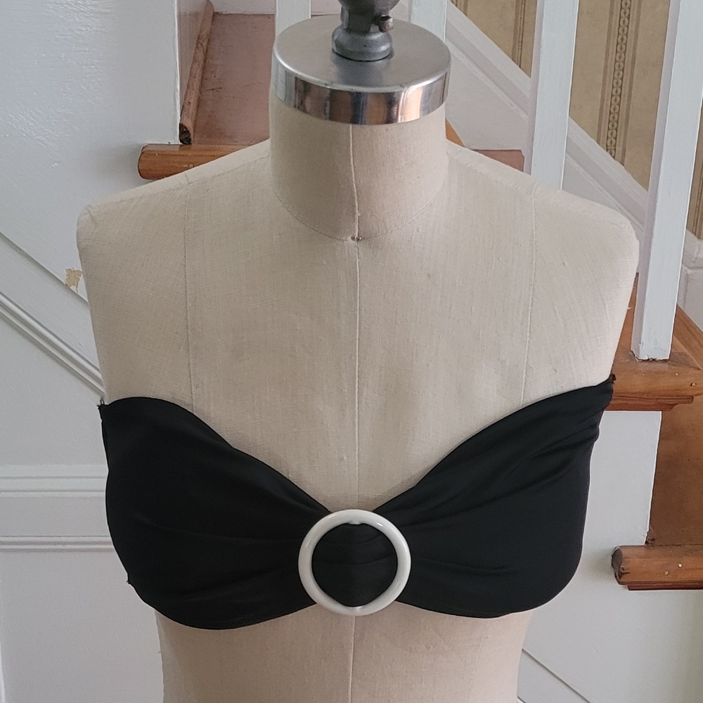 VICTORIA SECRET Bandeau Black Bikini Top Size Large - Picture 1 of 3
